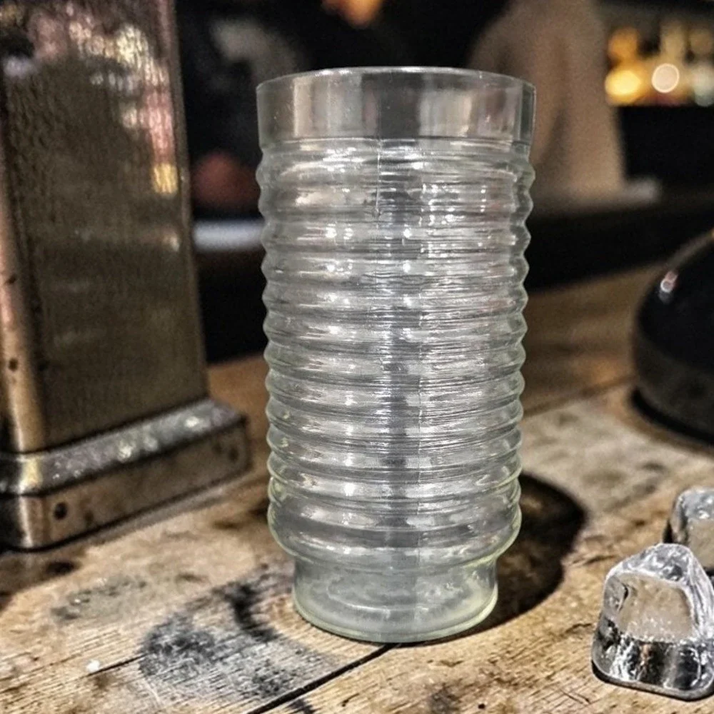Anchor‎ Hocking Clear Iced Tea Glass, Ribbed Designed Tumbler, Vintage Drinkware
